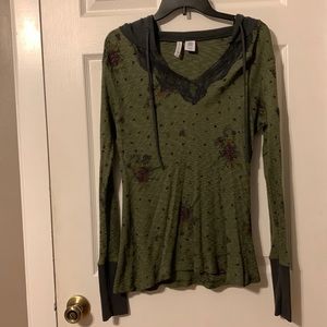 Full Tilt, Long Sleeved Floral Thermal Hoodie, Size XL, Like New, Worn Once.